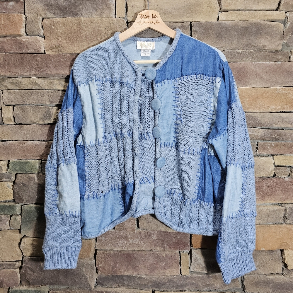Marshall Rousso Vintage Patchwork Blue Chambray K… - image 3